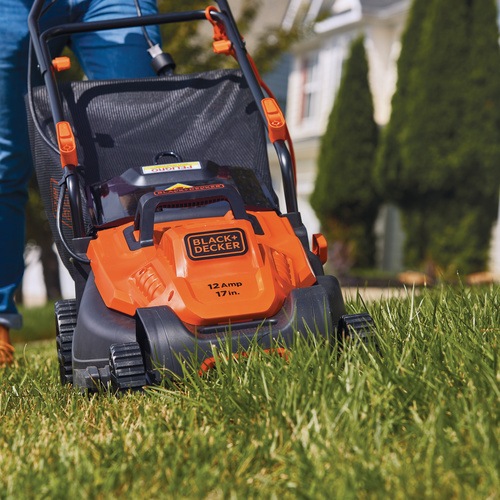 Black and Decker - 12 Amp 17 in Electric Lawn Mower with Comfort Grip Handle - BEMW482BH