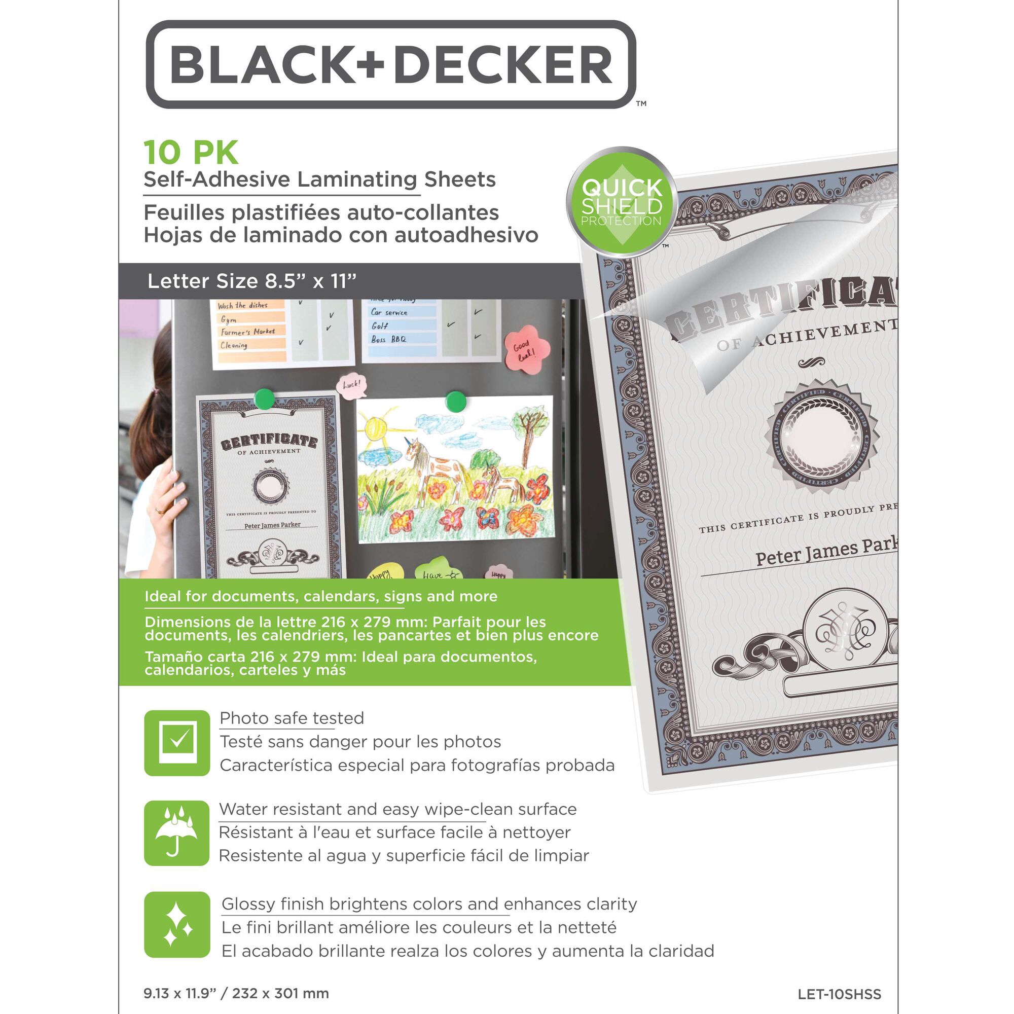 QuickShield™ 3 mil Self-Adhesive Letter Size Laminating Sheets (10
